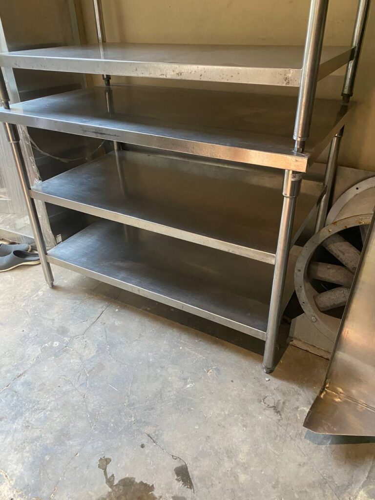 Stainless Steel Meja 3 s P 120 cm x L 70 cm x T 85 cm